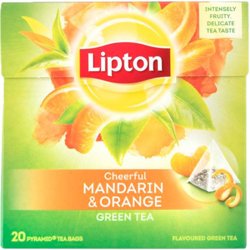 Tēja Lipton zaļā Mandarīni Apelsīni 1.8g*20gb (04.27)Polija
