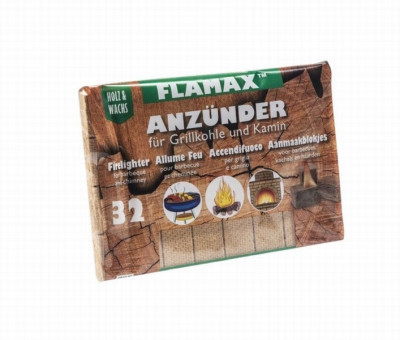 Aizdedzināšanas klucīši  ekoloģiski brūni FLAMAX 32gb 1/24 Vācija