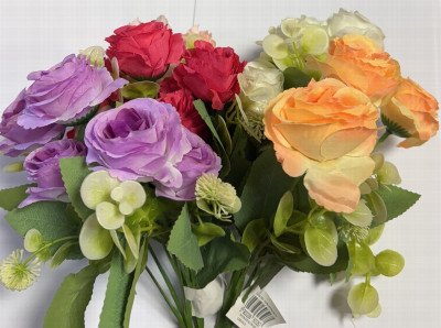 Mākslīgie ziedi Rožu pušķis (sarkanas,lillā,balta,rozā,oranža)Ķīna
