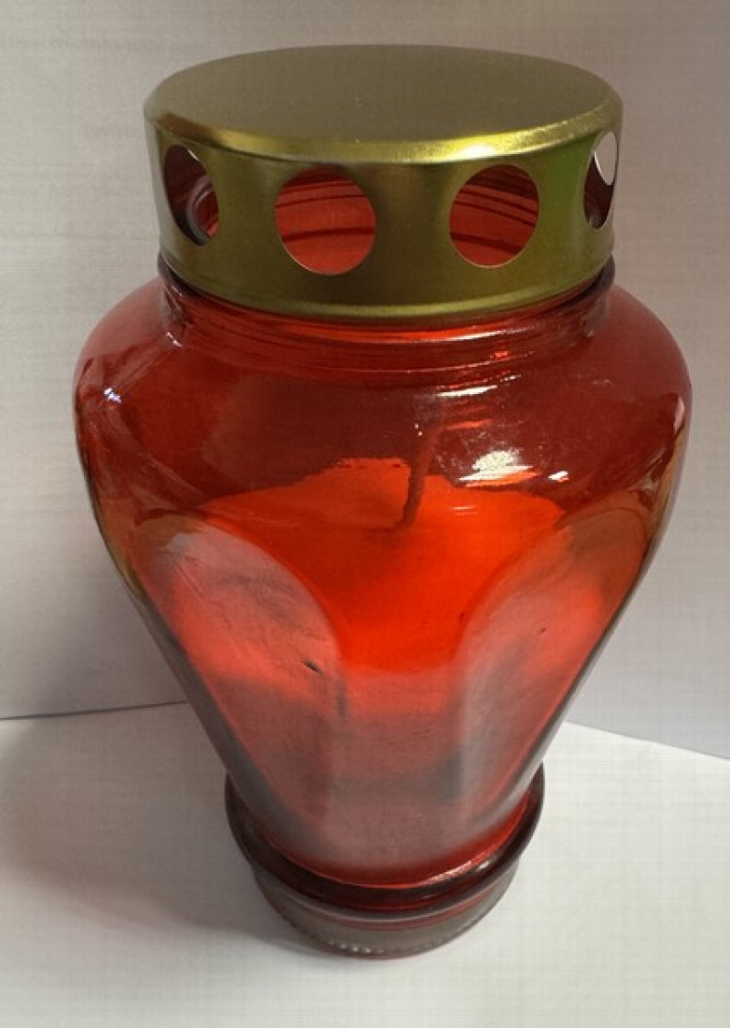 Sveces kapu ar vāciņu stikla sarkans (60h) 17cm 1/12