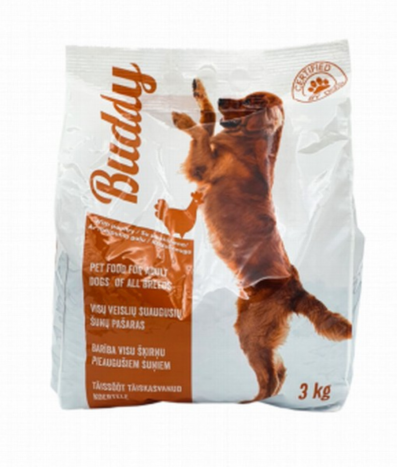 Suņu sausā barība Buddy ar mājputnu gaļu 3kg (12.2023)
