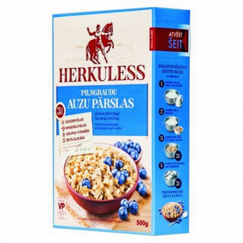 Dobeles Herkuless pilngraudu auzu pārslas 500g.(12.01.2027) Latvija