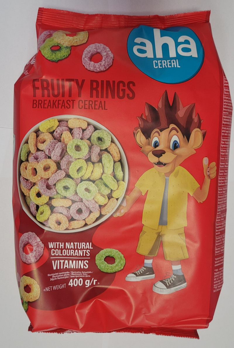  Sausās brokastis AHA Krāsainie gredzentiņi 400g(04.02.27) Lietuva 