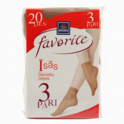 Zeķes kaprona Bisoks sieviešu īsās 20DEN 3 pāri  27-29