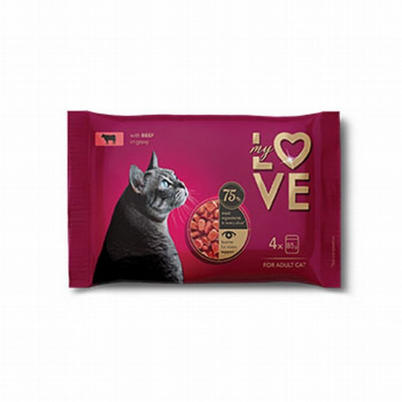 Kaķu barība  MY LOVE ar teļa gaļu 4X85g 1/13 (21.09.2026)