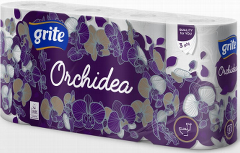 Tualetes papīrs Grite Orchidea 8 ruļļi 3 slāņi 17.4m 1/7 Lietuva