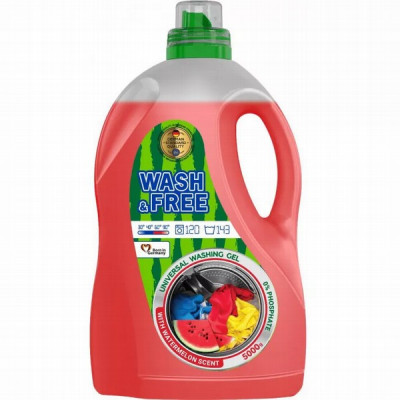 Veļas mazgāšanas pulveris Gēls universāls WASH&FREE ARBŪZA 5L (04.02.29)