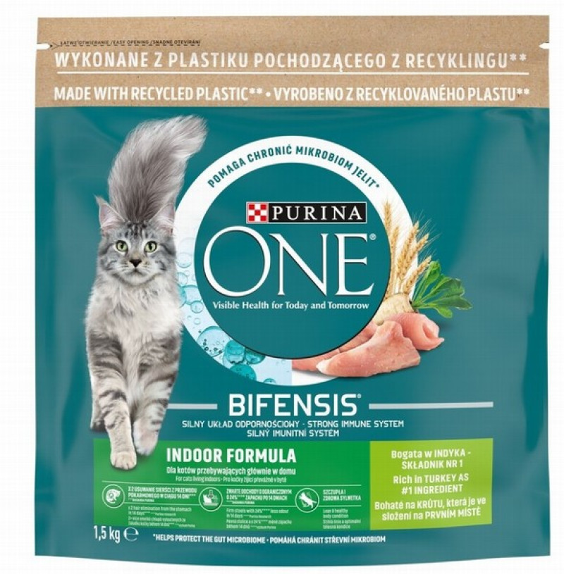 Kaķu sausā barība One tītars INDOOR 1.5kg (31.07.2027) Itālija