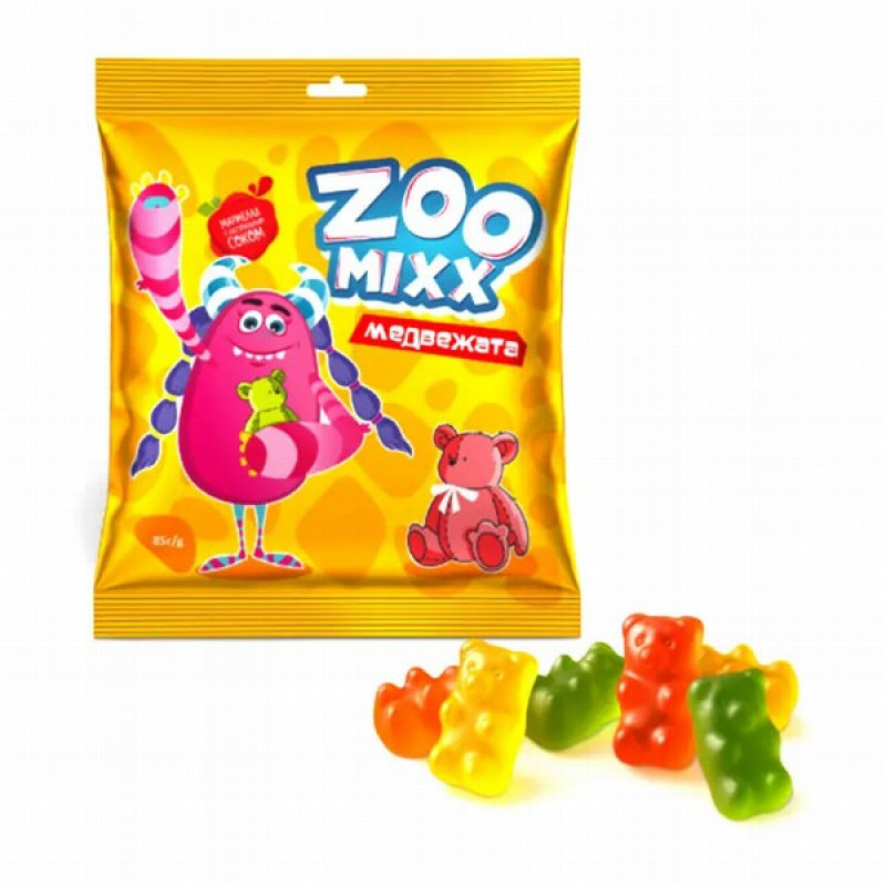 Dabīga marmelāde "ZooMixx lācīši" ar želatīnu 85g 1/30 () Krievija