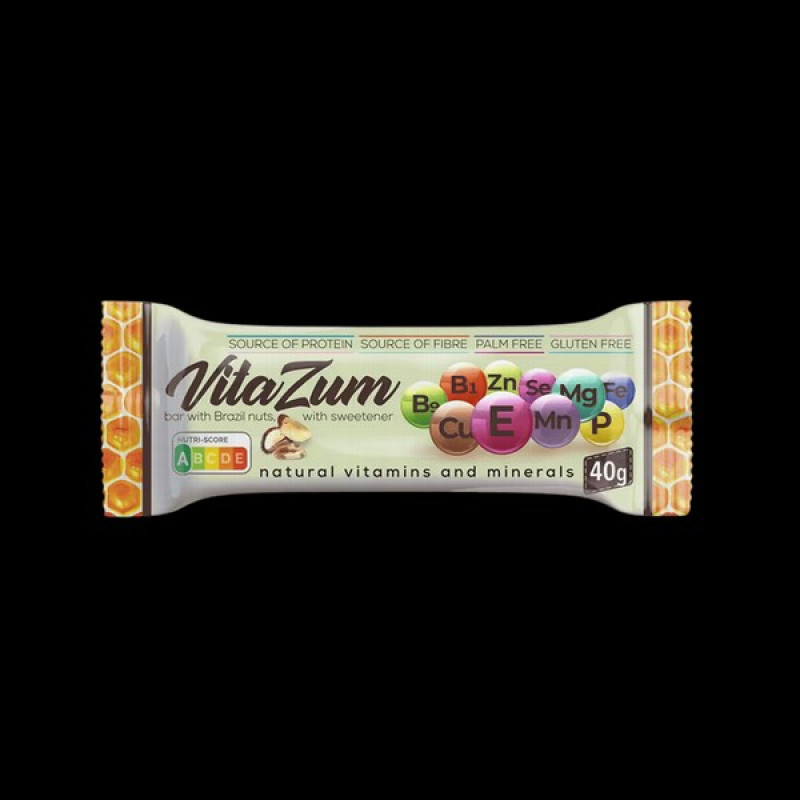 Batoniņš ar Brazīlijas riekstiem, ar saldinātāju 40g*40gb VitaZum (28.01.27) Latvija