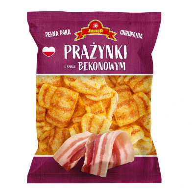 Čipsi Junior kviešu uzkoda ar bekona garšu 120g (24.02.27) Polija