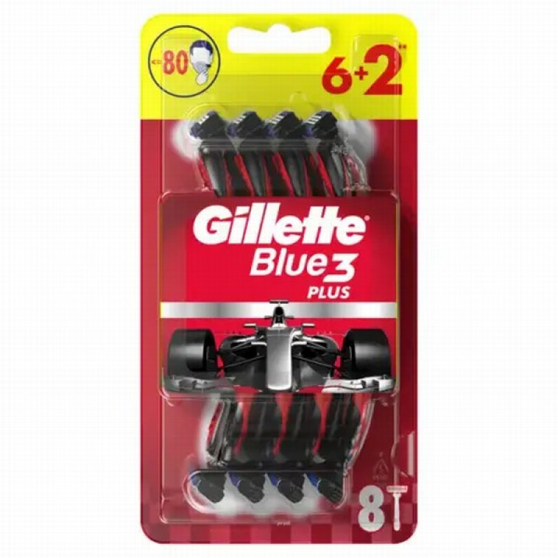 Vienreizlietojamie skuvekļi GILLETTE BLUE 3PLUS RED (6+2)Polija