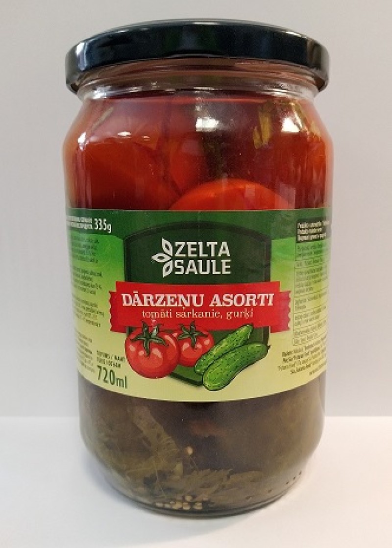 Tomātu un gurķu asorti Zelta Saule 720ml (18.09.27) Moldāvija
