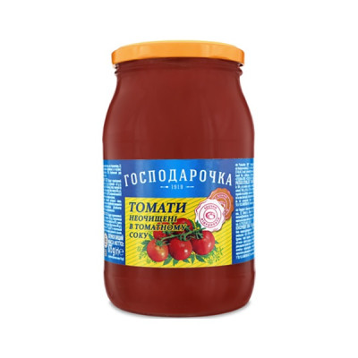 Tomāti savā sulā Gospodaročka 660g 1/8 (30.09.28) Ukraina