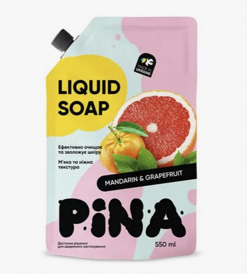 Šķidrās ziepes Pina mandarīns un greipfrūts 0.55L Ukraina