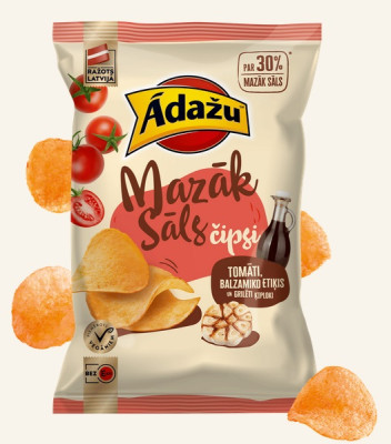 Čipsi Ādažu tomāti cepti ķiploki balzamiko mērces garša 130g 1/18 ((26.11.2026) Latvija LABA CENA