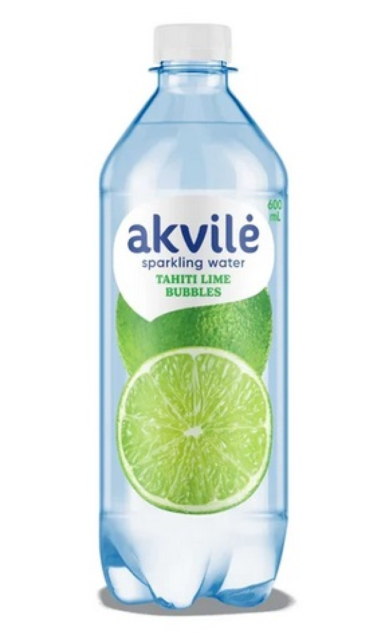 Viegli gāzēts ūdens ar laima aromātu Akvile 0.6L DEPOZĪTS 0.10eur 1/12 (23.10.27) Lietuva