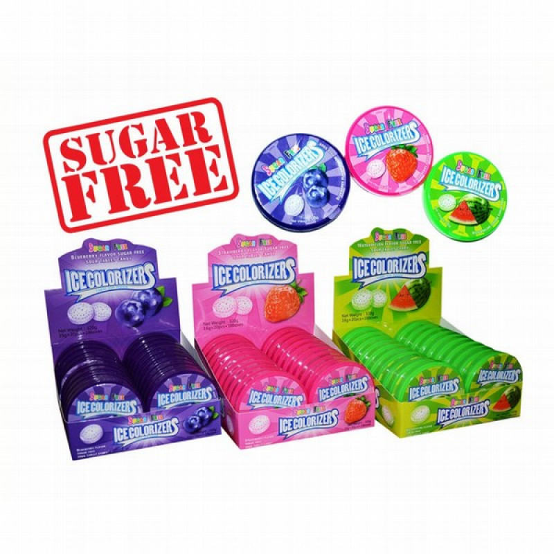Dražejas bez cukura ICE COLORIZERS 20gb*16g/FRESH DROPS 30gb*8g (04.10.28) Ķīna