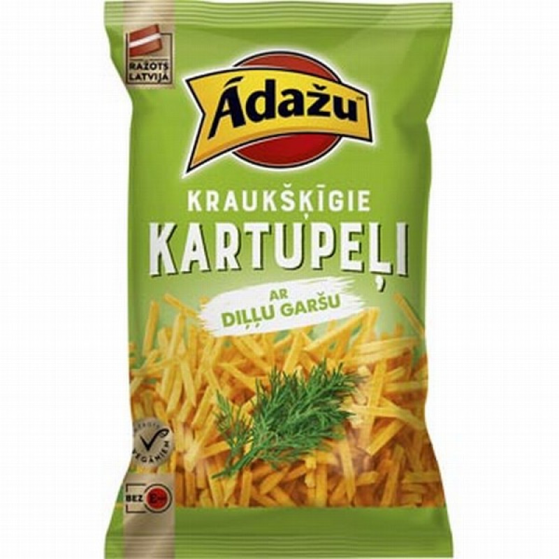 Čipsi Ādažu kartupeļu salmiņi ar diļļu garšu 100g 1/28 (29.09.26) Latvija LABA CENA!