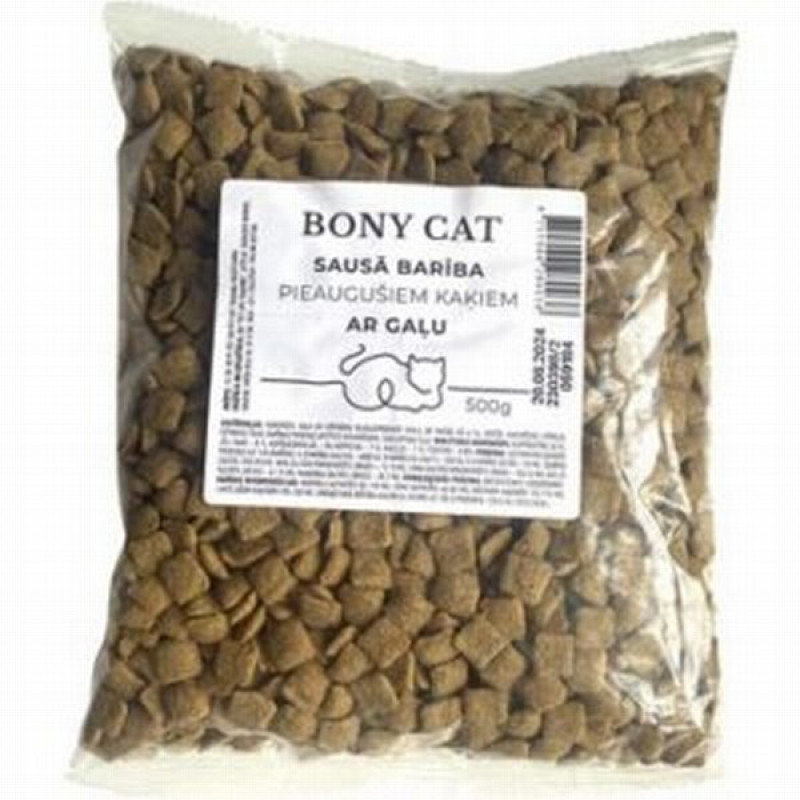 Sausā barība kaķiem Bony Cat ar gaļu 500gr ()