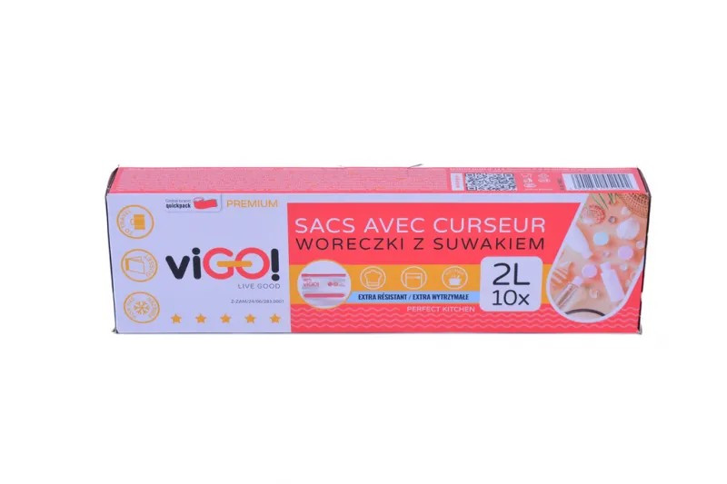 Maisiņi sasaldēšanai VIGO zip 2L/10gb 24x20cm