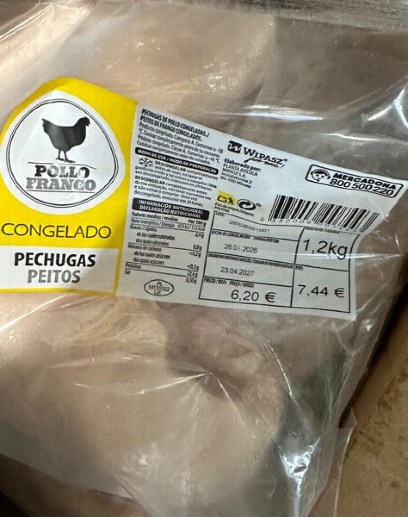 Broileru fileja 1.2kg fasēta(Iepakojumā 13.2kg) Polija (23.04.27)Cena par 1.kg