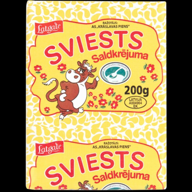 Sviests Krāslavas skābkrējuma 82.5% 180g Latvija (12.11.26)