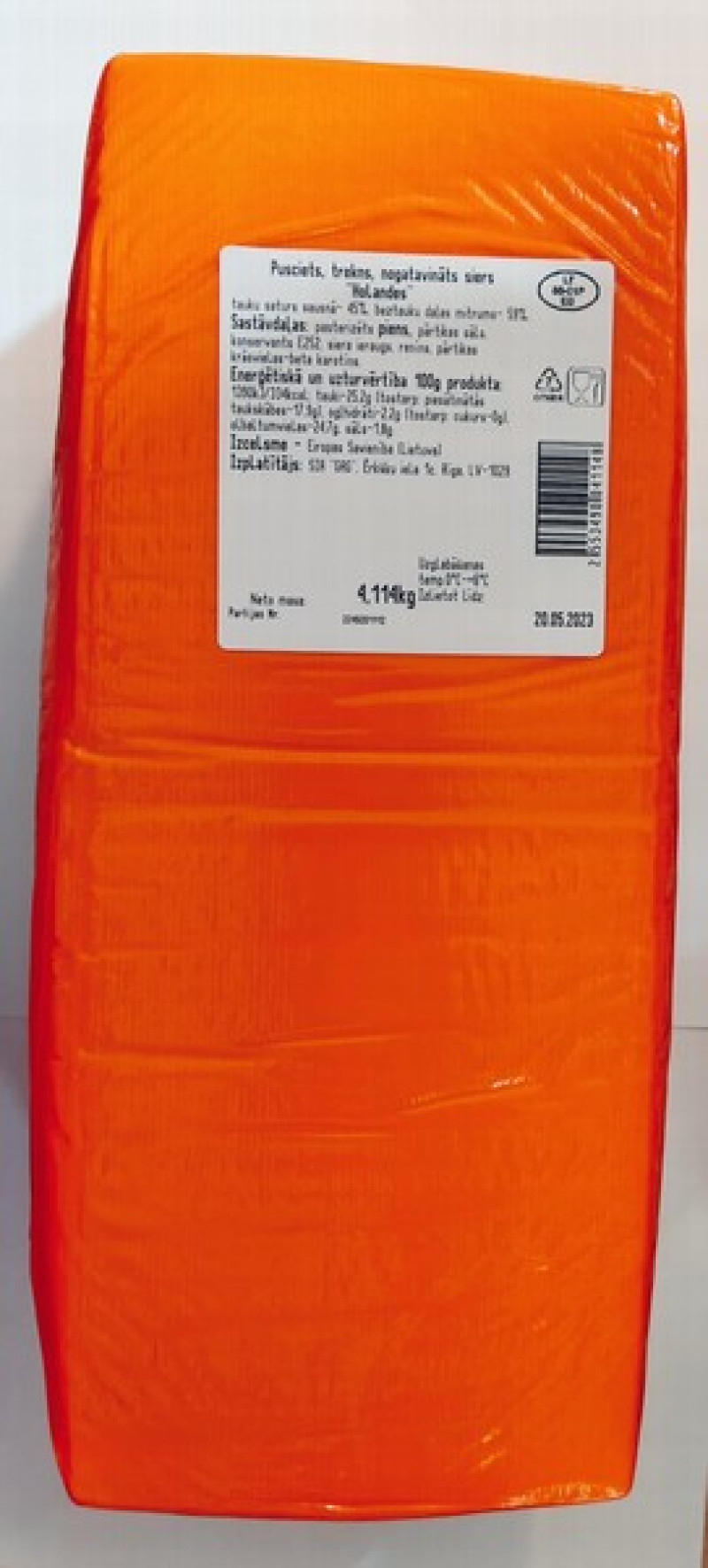 Siers Holandes īstais 45% LT 3.5kg  (09.05.26) (daudzumu norādīt kilogramos)Lietuva