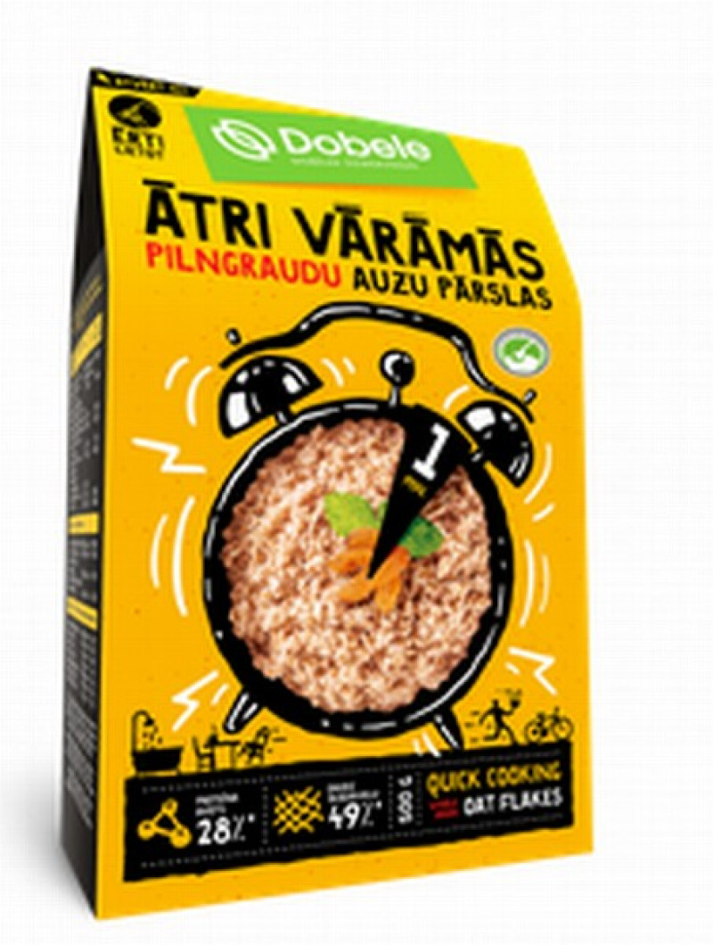 Auzu pārslas ātri vārāmās pilngraudu kartonā 500g Dobele 1/10 (10.01.27) Latvija