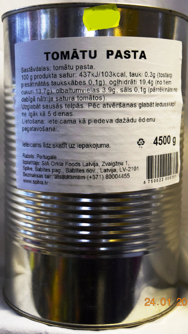 Tomātu pasta Spilva 4.5kg (10.09.26) Latvija