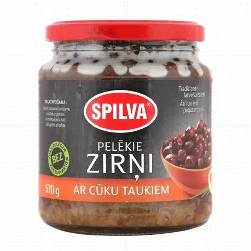 Pelēkie zirņi ar cūku taukiem Spilva 570g (13.06.2026)