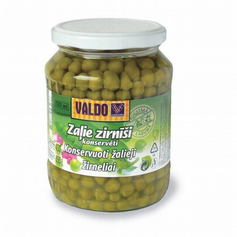 Zaļie zirnīši Valdo 720g 1/8 (30.06.2027) Ungārija