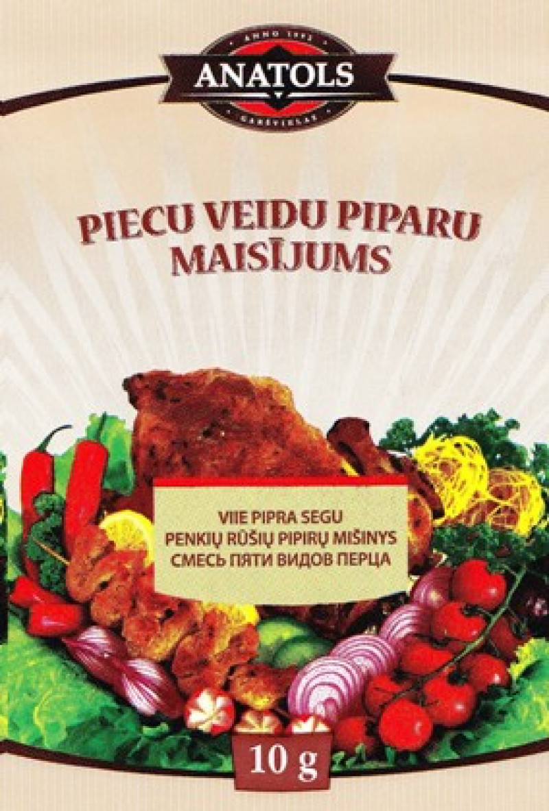 Garšviela Anatols piecu veidu piparu maisījums 10g (12.26) 1/25