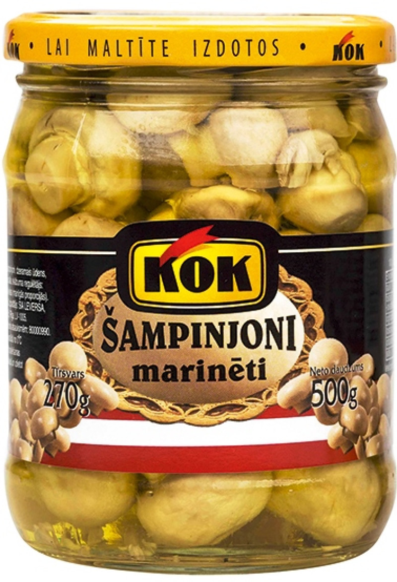Šampinjoni marinēti KOK 500g 1/8 (05.11.26) Polija