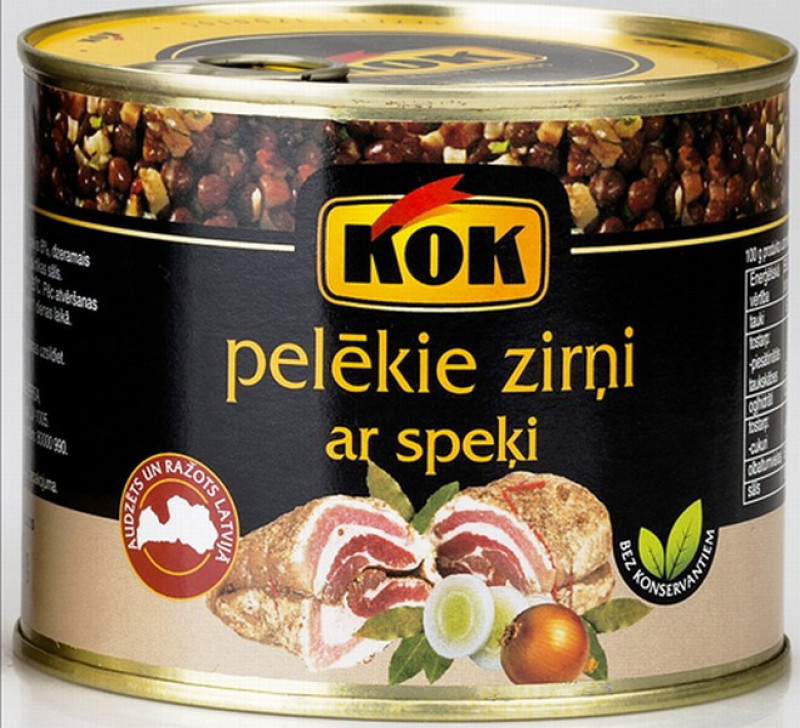 Pelēkie zirņi ar speķi KOK 575g 1/6 (25.10.26) Latvija