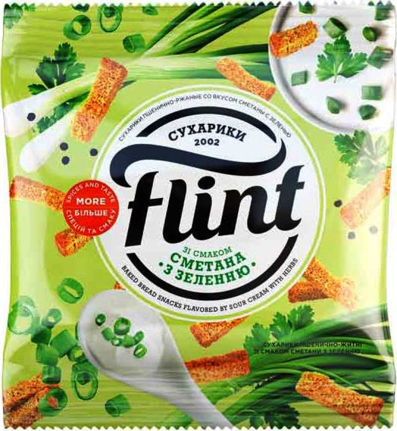 Grauzdiņi Flint krējumu un zaļumiem 35g 1/10 (04.06.26) Ukraina