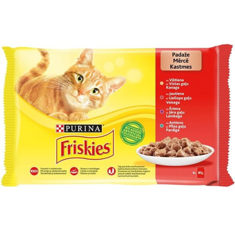 Kaķu konservi Friskies  4*85g Gaļas izlase 1/12 (28.02.27) Ungārija