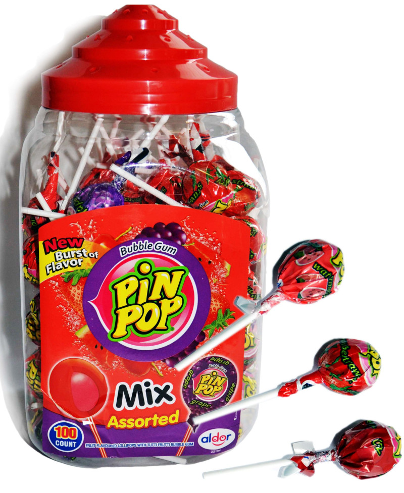 Ledenes uz kociņa PinPop Assorted MIX 18g*100gb (18.09.2026) Kolumbija