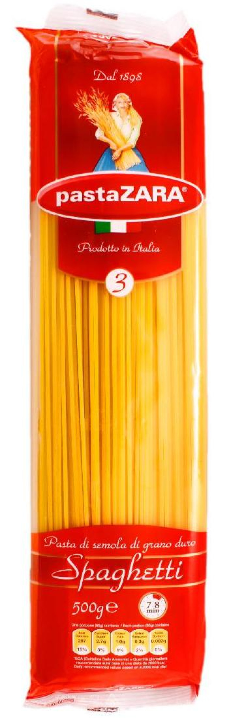 Makaroni Pasta Zara spagetti Nr.3 500g 1/20 (07.02.25) Itālija