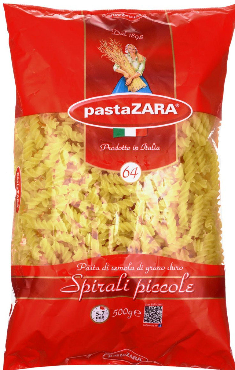 Makaroni Pasta Zara spirāles Nr.64 500g 1/10 (03.08.28)  Itālija