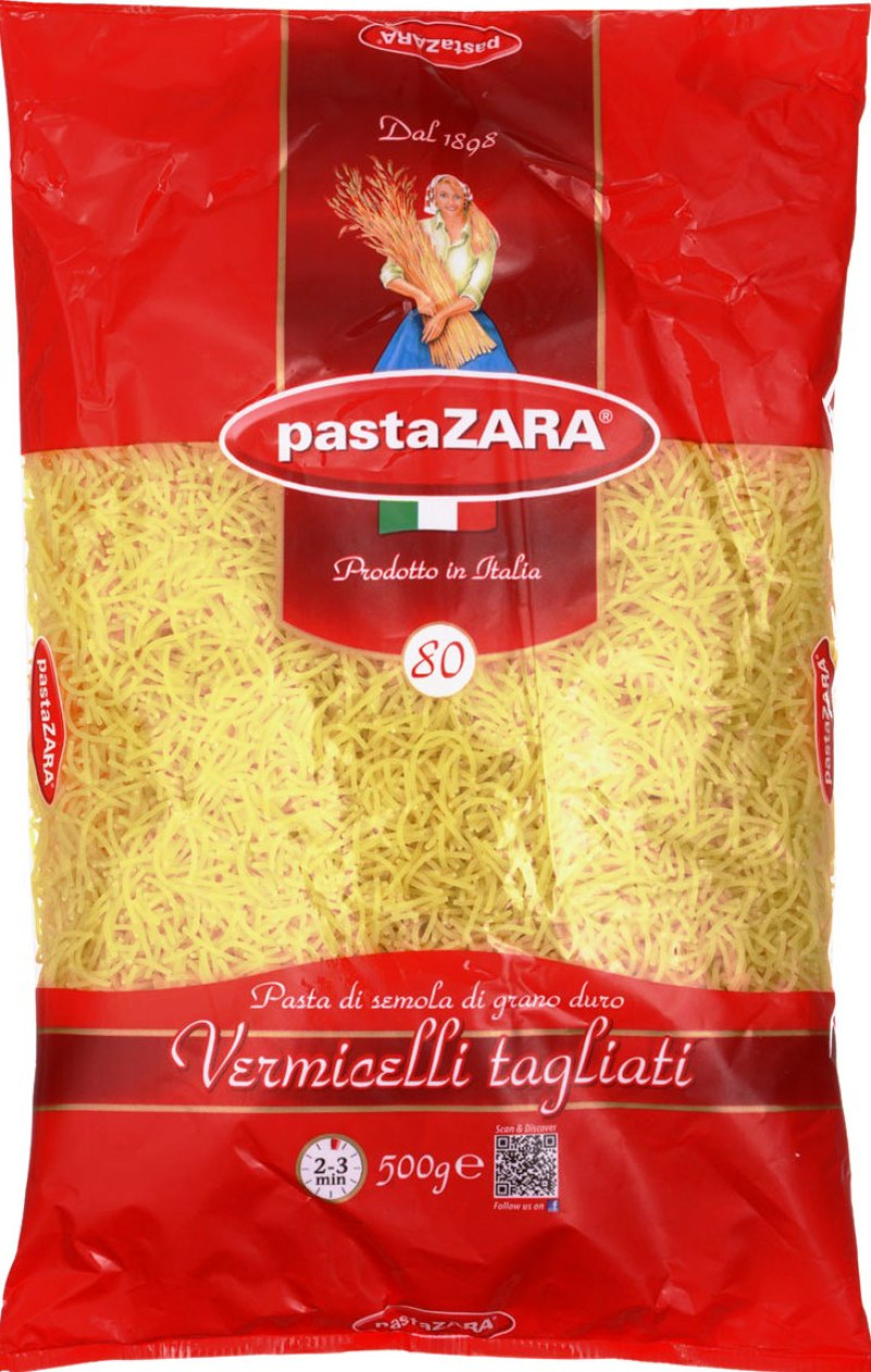Makaroni Pasta Zara nūdeles Nr.80 500g 1/20 (10.09.2027) Itālija