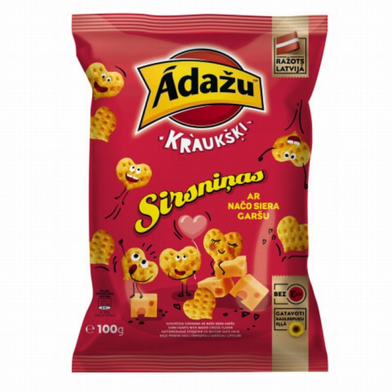 Čipsi Ādažu kraukšķi Sirsniņas 100g 1/18 (29.04.26)LV