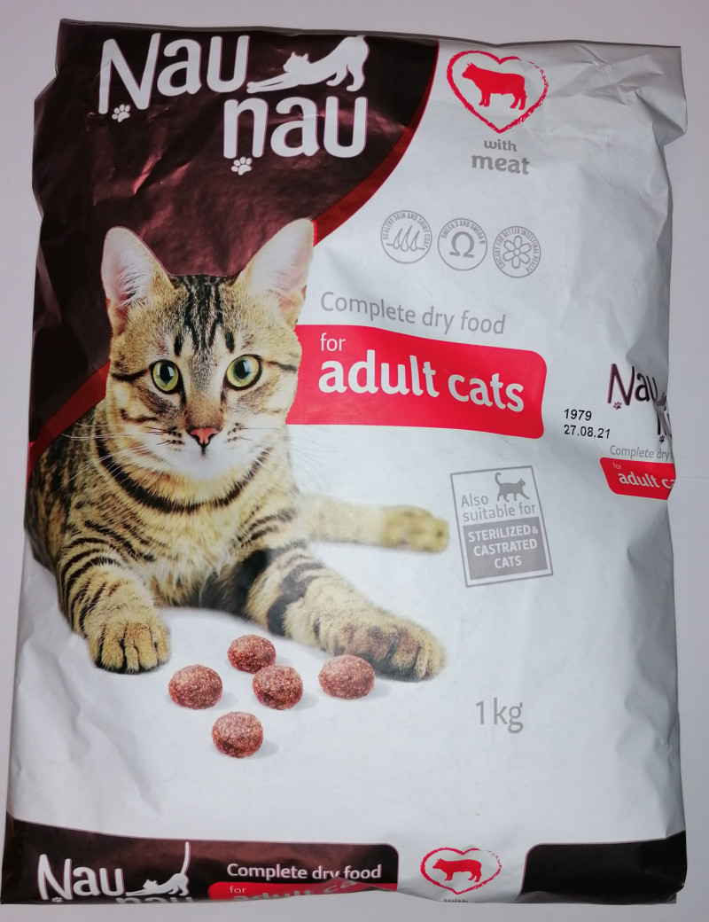 Kaķu sausā barība Ņau Ņau ar gaļu 1kg 1/10 (12.11.26)