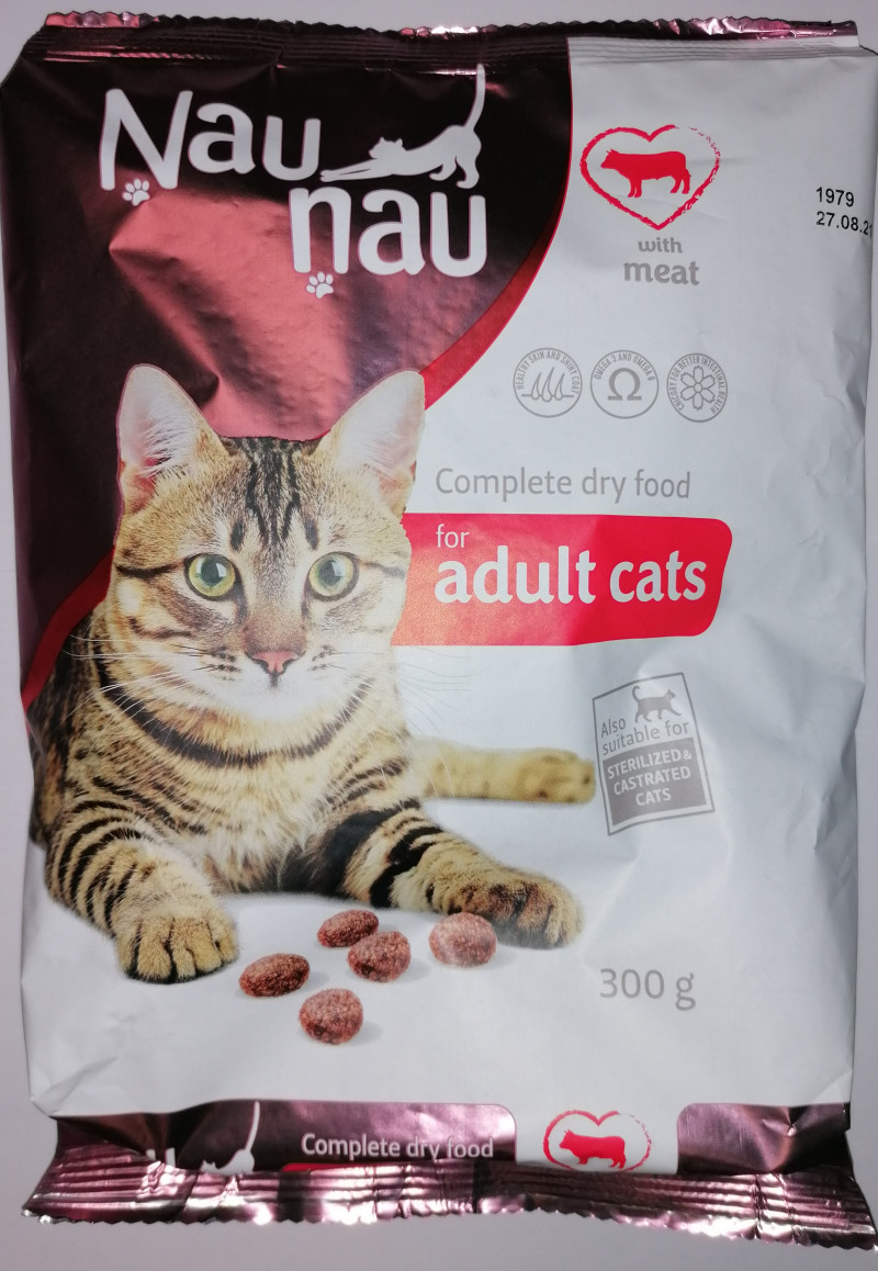 Kaķu sausā barība Ņau Ņau 300gr gaļa 1/20 (14.02.27) Latvija