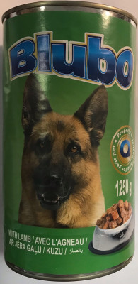 Suņu konservi Blubo ar jēra gaļu 1.25kg  (31.01.2028) Polija