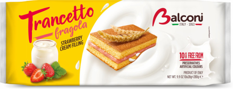 Biskvīts ar zemeņu jogurta pildījumu Trancetto 10*28g 1/15 (28.03.26) Itālija