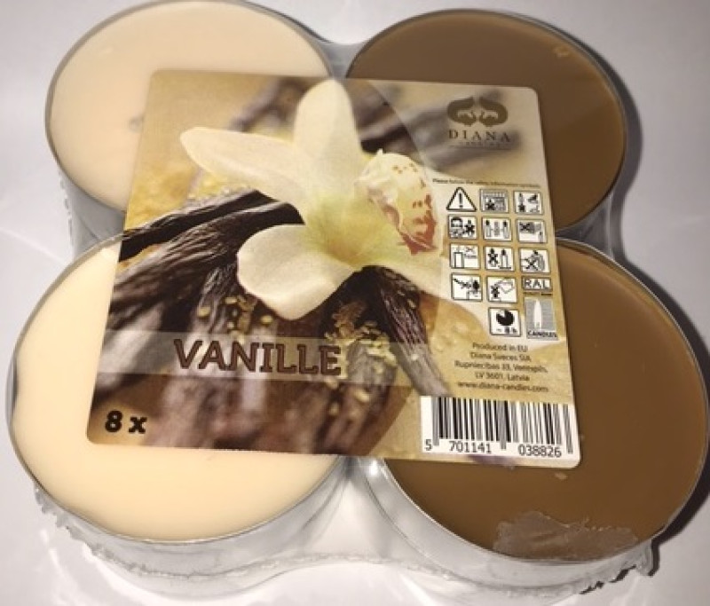 Sveces tējas smaržīgas Diana vaniļas smarža 8gb Latvija