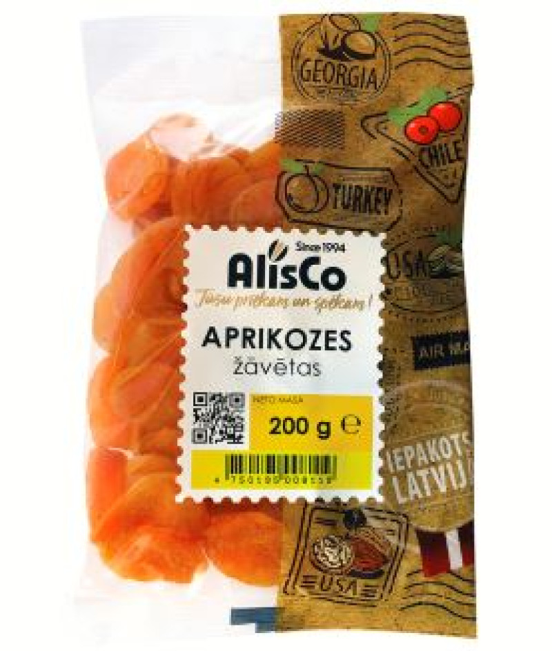 Aprikozes žāvetas bez kauliņa Alis 200g 1/12 (17.12.26) Turcija