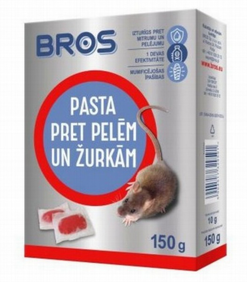 Peļu žurku inde pasta BROS 150g (09.27) Polija
