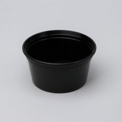 Trauki zupas plastmasas konteineri 330ml apaļi, melni ar vākiem 25gb
